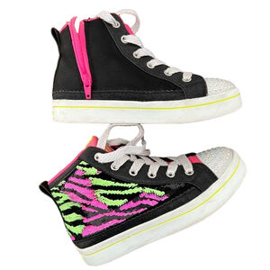 Skechers Flip Kicks High Top Size 2 Girls Twi-Lites 2.0 Neon Muse #874